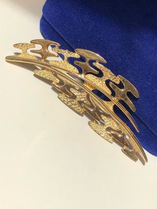 Vintage Rare Signed CORO pin brooch Gold Tone Open Work Abstract 3”x 1” 2