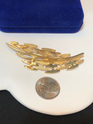 Vintage Rare Signed CORO pin brooch Gold Tone Open Work Abstract 3”x 1” 8