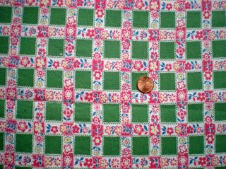 FLORAL Full Vtg FEEDSACK Quilt Sewing Doll Clohtes Craft Fabric Green Red Blue 2