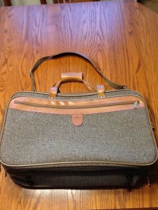 22 " Vintage Hartmann Tweed And Leather Expandable Weekend Travel Bag