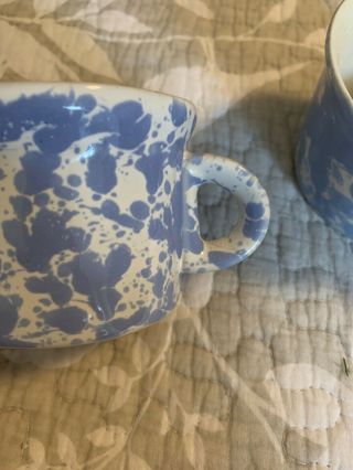 2pc Vintage Bennington Potters Blue White Flat Bottom Cup / Mug 1626 d 3