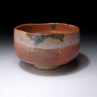 Vl5: Vintage Japanese Pottery Tea Bowl Of Raku Ware,  Aka Raku
