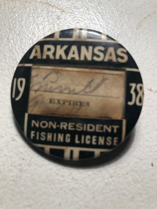 1938 Arkansas Non Resident Fishing License/ Badge