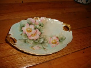 Stunning Vintage T&v Limoges Trinket Bowl Venice Hand - Painted Flowers Pat.  1895