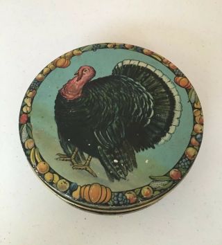 Rare Vintage Tindco Thanksgiving Turkey Antique Tin - Cookies & Biscuits