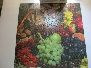 Vintage Milton Bradley 3 Hour Puzzle Hourglass Series Fall Fruit Basket Complete