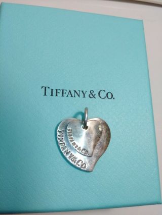 Vintage Sterling Silver Tiffany Co Double Heart Pendant (needs Cleaning)