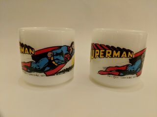 Set of 2: Vintage 1971 Federal Milk Glass USA DC Comics Superman Coffee Mug Cup 3