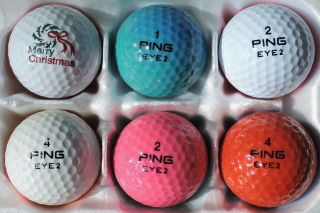 6 Vintage Ping Eye Golf Balls - All Different Colors