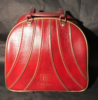 Brunswick Bowling Ball Bag Wind Jammer Burgundy Red & Gold Case Vintage Usa