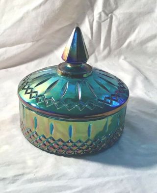 Blue Carnival Vintage Candy Dish With Lid