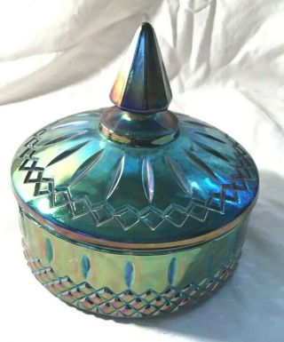 Blue Carnival Vintage Candy Dish with Lid 2