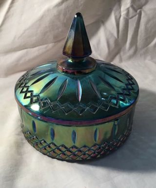 Blue Carnival Vintage Candy Dish with Lid 8
