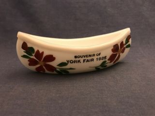 Vintage White Milk Glass Souvenir Of York Fair 1925 Canoe Boat Hand Painted Pa
