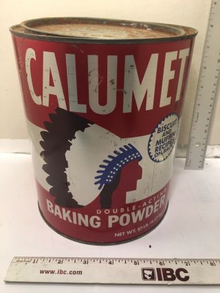Vintage 10 Lb Calumet Baking Powder Tin Can.  White Plains,  N.  Y.  Mmmm Muffins.