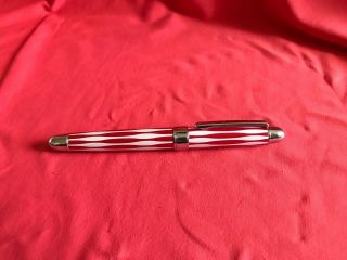 Vintage Acme Studios Rollerball Ball Pen Red/white Design Chrome Accents