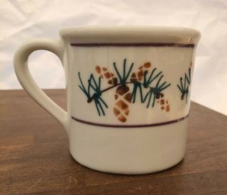Vintage 1982 Hartstone Pottery Mug Hand Painted Pine Cone Branch Coffee Tea Mug 2