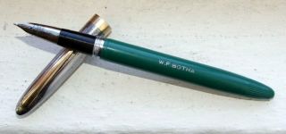 Vintage Sheaffer Snorkel Clipper Fountain Pen Green Chrome Gold Trim