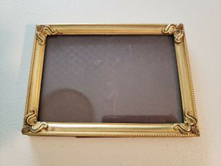 5 vintage Photo Frames.  Various sizes.  Metal frame & leather - covered wood case 4