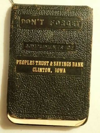Vintage Peoples Trust And Savings Bank Notebook/clinton,  Iowa