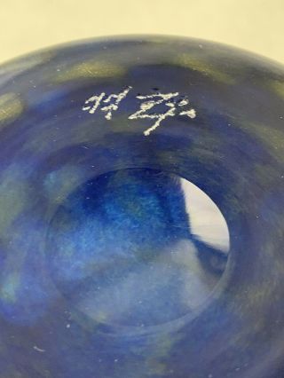 Vintage Zwiesel Studio Art Glass Vase Candle Holder Artists Signed Cobalt Blue 2