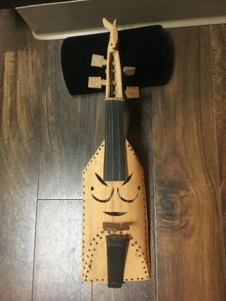 Vtg Rare African Ukulele? Guitar? Violin? Tribal Antelope Kruger Wood Carved