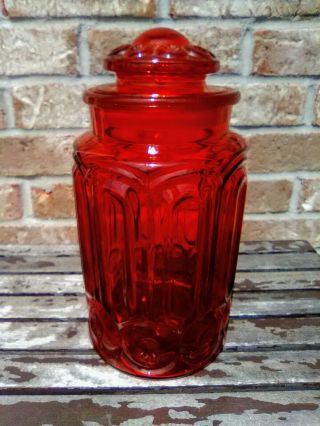 11 " Vintage Le Smith Red Amberina Glass Moon & Stars Kitchen Canister