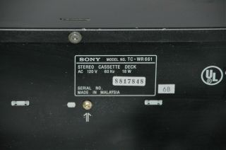 Sony Model TC - WR661 Vintage Stereo Dual Cassette Deck - & 7