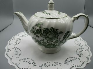Vintage Royal Crownford Charlotte Teapot Green Staffordshire Made In England