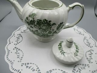 Vintage Royal Crownford Charlotte TEAPOT Green Staffordshire Made in England 3