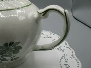 Vintage Royal Crownford Charlotte TEAPOT Green Staffordshire Made in England 4
