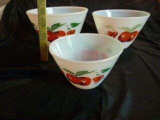 Set Of 3 Vintage Fire King Cherries & Apples Nesting - Mixing Bowls