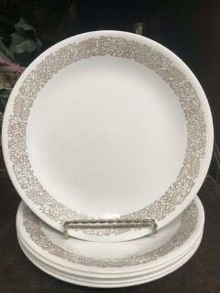Set Of 6 Vintage Woodland Brown Corelle By Corning Luncheon Salad Plate 8 1/2 "