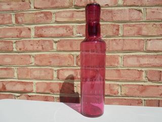 Vintage Murano Glass Cranberry Controlled Bubble Lg Decanter W Stopper 15 1/2 "