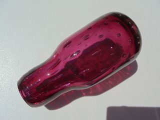Vintage Murano Glass Cranberry Controlled Bubble Lg Decanter w Stopper 15 1/2 