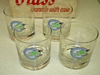 Vintage Rare 1967 California Seals Nhl Hockey 4 Piece Bar Glass Set