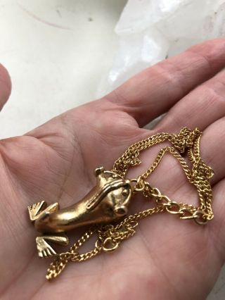 Vintage Amulet Charm 12k Gold Filled Chain Pre Columbian Mayan 10k Plated Peru