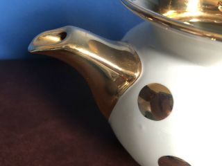 Vintage Hall China Windshield Gold Dot Teapot Tea Pot 6 Cup. 7