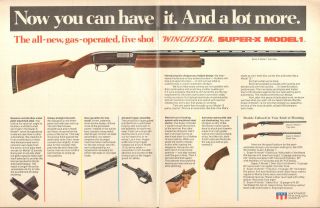 1974 2 Page Print Ad Of Winchester X Model 1 Field Gun Shotgun