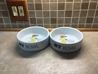 2 Vintage Odie Dog Dishes My Bowl By Paws Jim Davis 7 1/2” Heavy