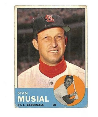 1963 Topps 250 Stan Musial Vintage Card Cardinals Hof - Creased