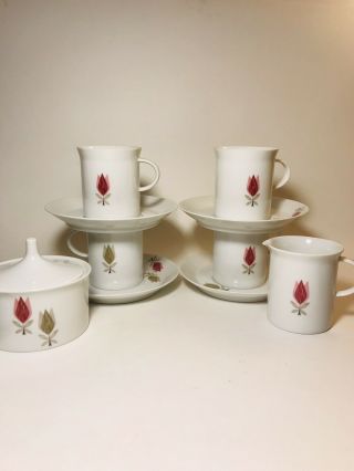 Vintage MCM Set of 4 Rosenthal China Demitasse Cup & Saucers Creamer Sugar RARE 3