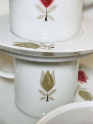 Vintage MCM Set of 4 Rosenthal China Demitasse Cup & Saucers Creamer Sugar RARE 5