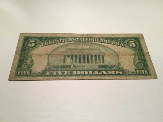 VINTAGE numerical 4 $5 FEDERAL RESERVE NOTE 1928 - A FIVE DOLLARS CLEVELAND GREEN 3