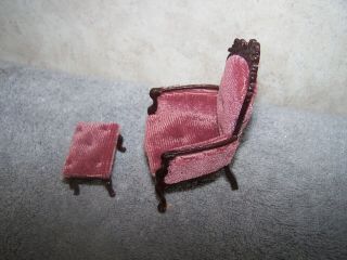 1:12 Dollhouse Miniature Chair Commercial & Foot Stool 2