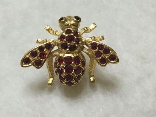 Vintage Joan Rivers Ruby Red Bumble Bee Brooch