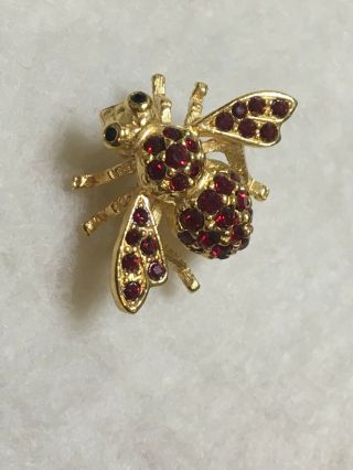 Vintage JOAN RIVERS Ruby Red Bumble Bee Brooch 2
