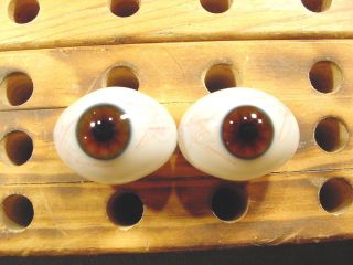 Vintage Pair Glass Eyes With Veins For Bisque Doll Ø 30mm Age 1910 Lausch A 1497