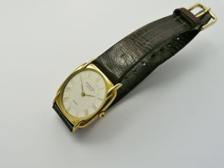 Vintage 1970s Raymond Weil Geneve 18k Gold Plated Midsize Quartz Wristwatch Vgc
