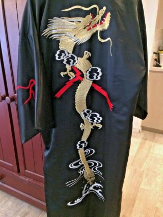Vintage Oreintal Embroidered Dragon Robe Antique House Robe Japanese Kimona